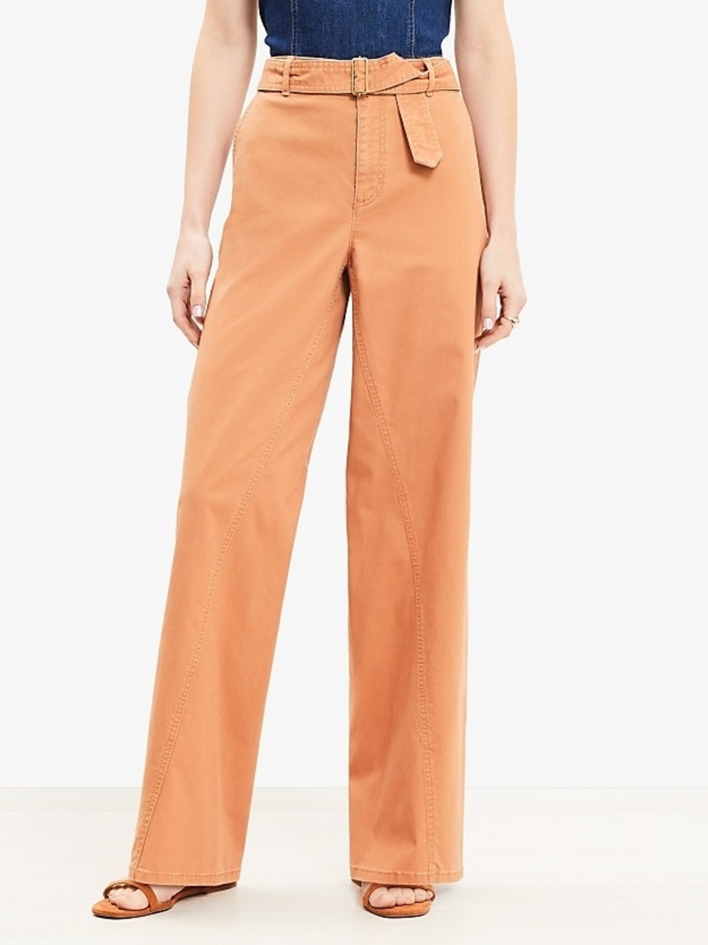 Loft Womens Wide-Leg Cotton Pants in Rust Size 6 NWT